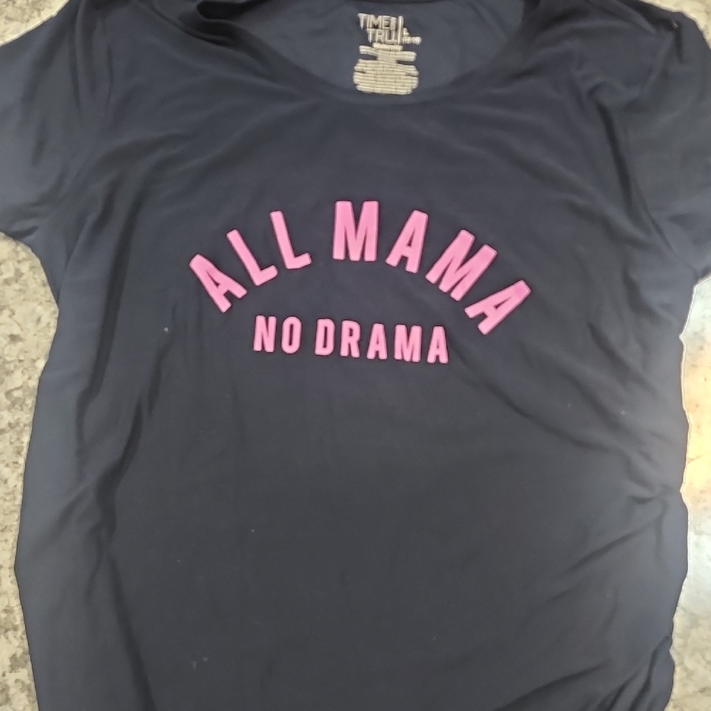 Time and Tru Navy Maternity T-Shirt with Pink Text